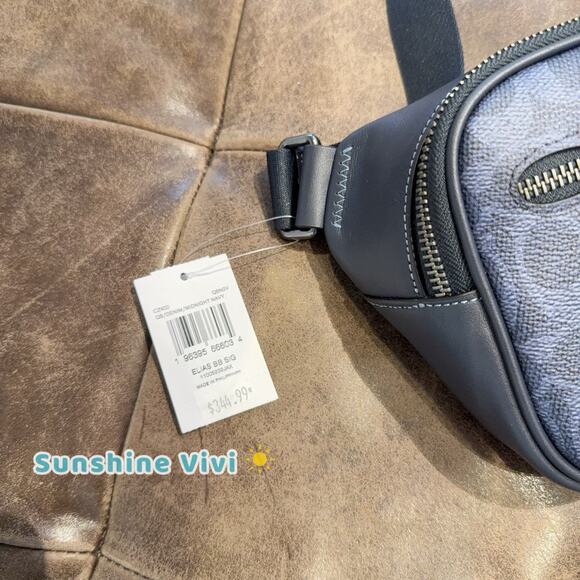 NWT Coach Elias Signature Canvas Belt Bag CZ400 Gunmetal/Denim/Midnight Navy - Picture 3 of 5